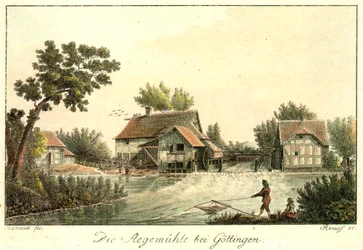 Former Stegemühle at the Site of the Present Waterworks of the Same Name on the Leine South of Göttingen